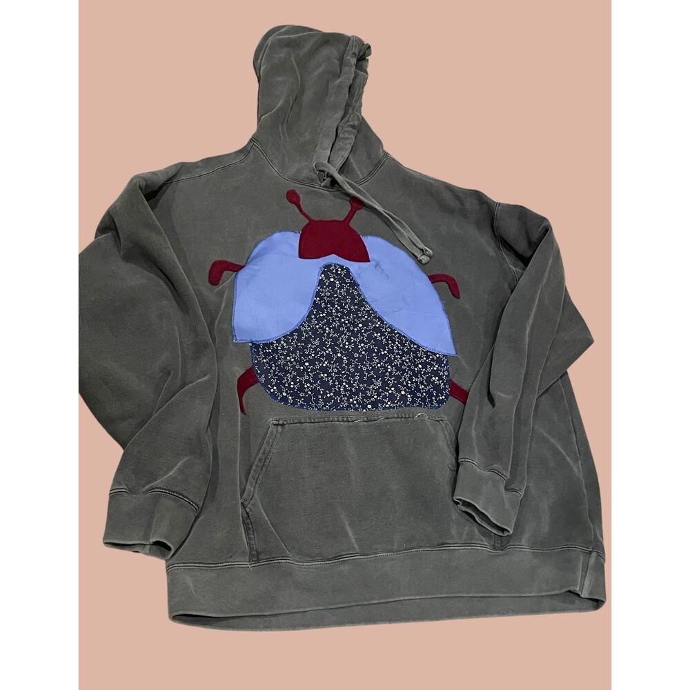XL Bug Insect Hoodie | Boho Indie Maximalist Reworked and Recycled Fashion
